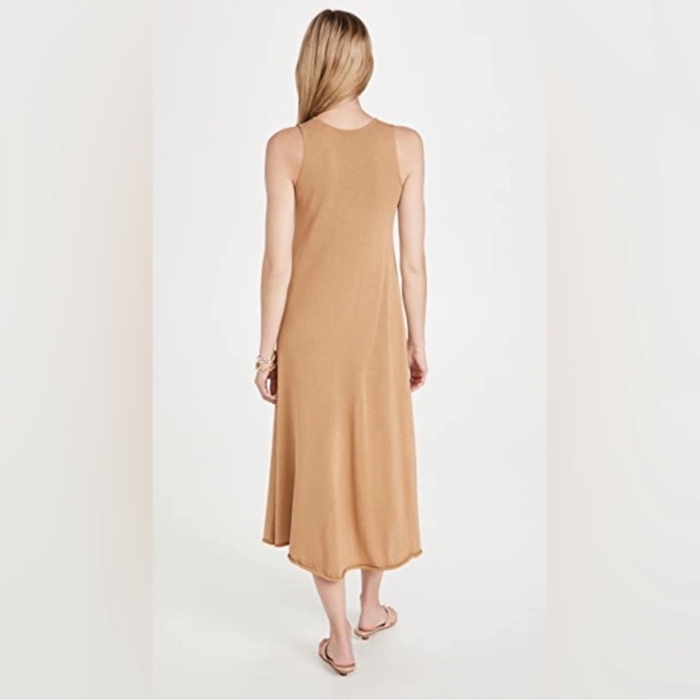 Vince Pale Walnut Shirred Cotton Tank Maxi Dress Sz L - Picture 7 of 12
